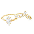 Rosec Jewels-Marquise Cut Moissanite Halo Wedding Ring Set For Women