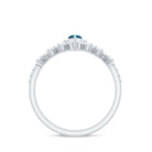 Marquise Cut London Blue Topaz Halo Wedding Ring Set with Diamond Band AAA - Rosec Jewels
