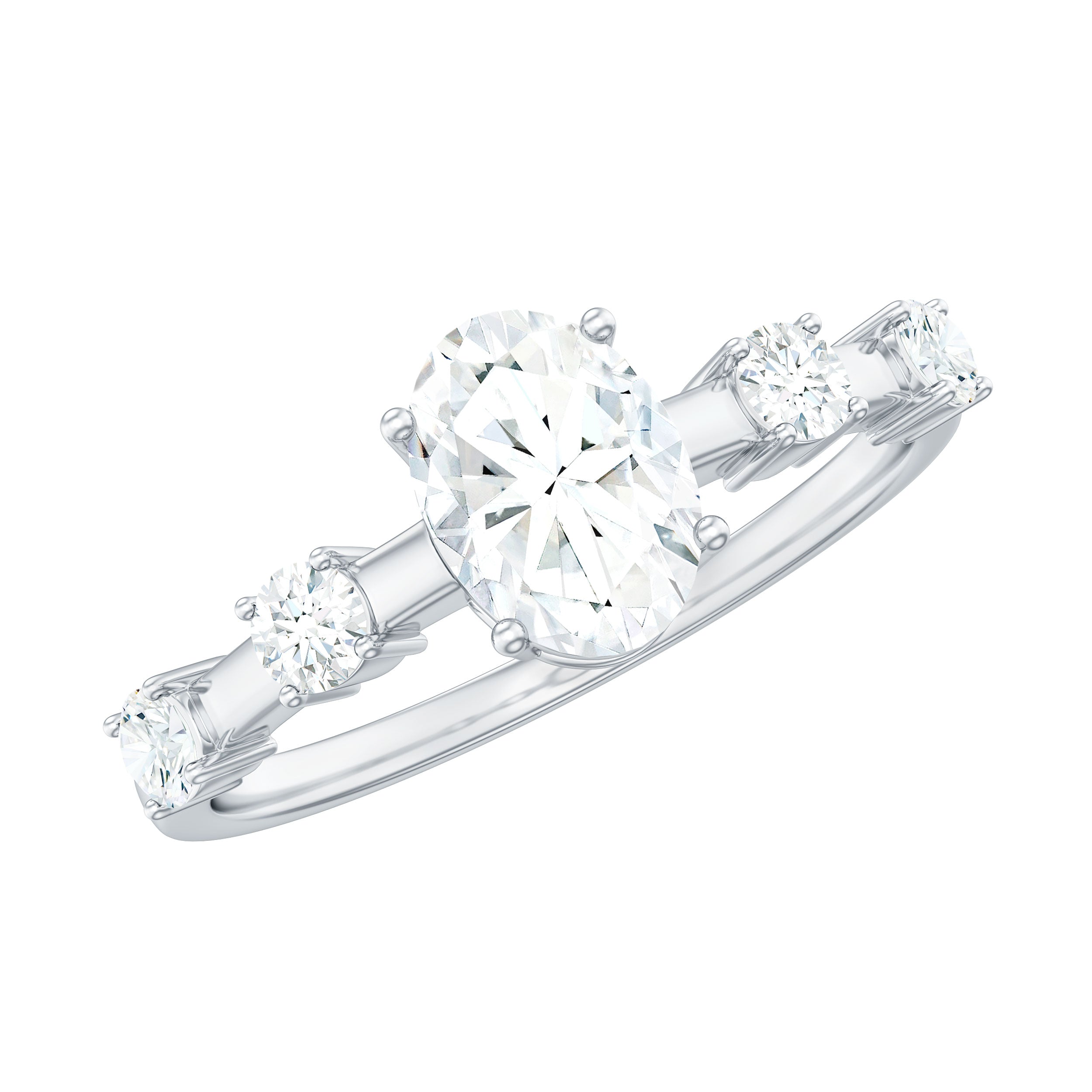 Rosec Jewels-1.75 CT Oval Zircon Solitaire Engagement Ring in Gold