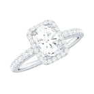 2 CT Oval Cut Zircon Halo Engagement Ring with Side Stones AAAA - Rosec Jewels