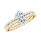 Oval Shaped Moissanite Engagement Ring with Wedding Band Set D-VS1 - Rosec Jewels