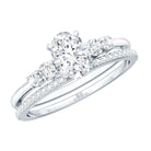 Certified Moissanite Oval Engagement Ring with Wedding Band D-VS1 - Rosec Jewels
