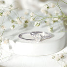 Certified Moissanite Oval Engagement Ring with Wedding Band D-VS1 - Rosec Jewels