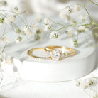 Certified Moissanite Oval Engagement Ring with Wedding Band D-VS1 - Rosec Jewels