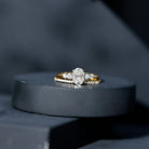 Certified Moissanite Oval Engagement Ring with Wedding Band D-VS1 - Rosec Jewels