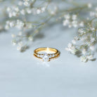 Certified Moissanite Oval Engagement Ring with Wedding Band D-VS1 - Rosec Jewels