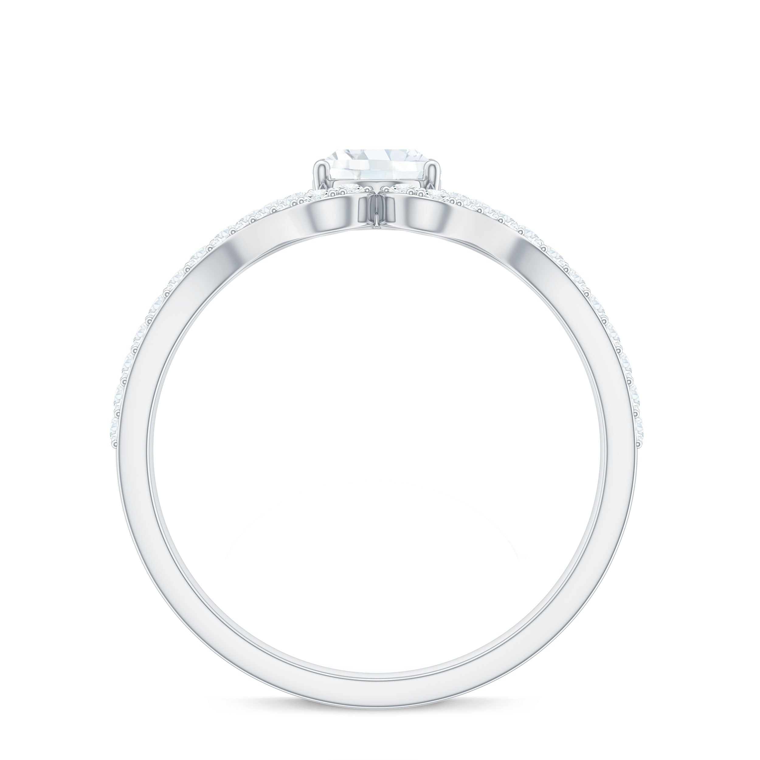 2.25 CT Oval Cut Zircon Engagement Ring with Split Shank AAAA - Rosec Jewels