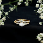Oval Cut Moissanite Engagement Ring with Wedding Band Set D-VS1 - Rosec Jewels