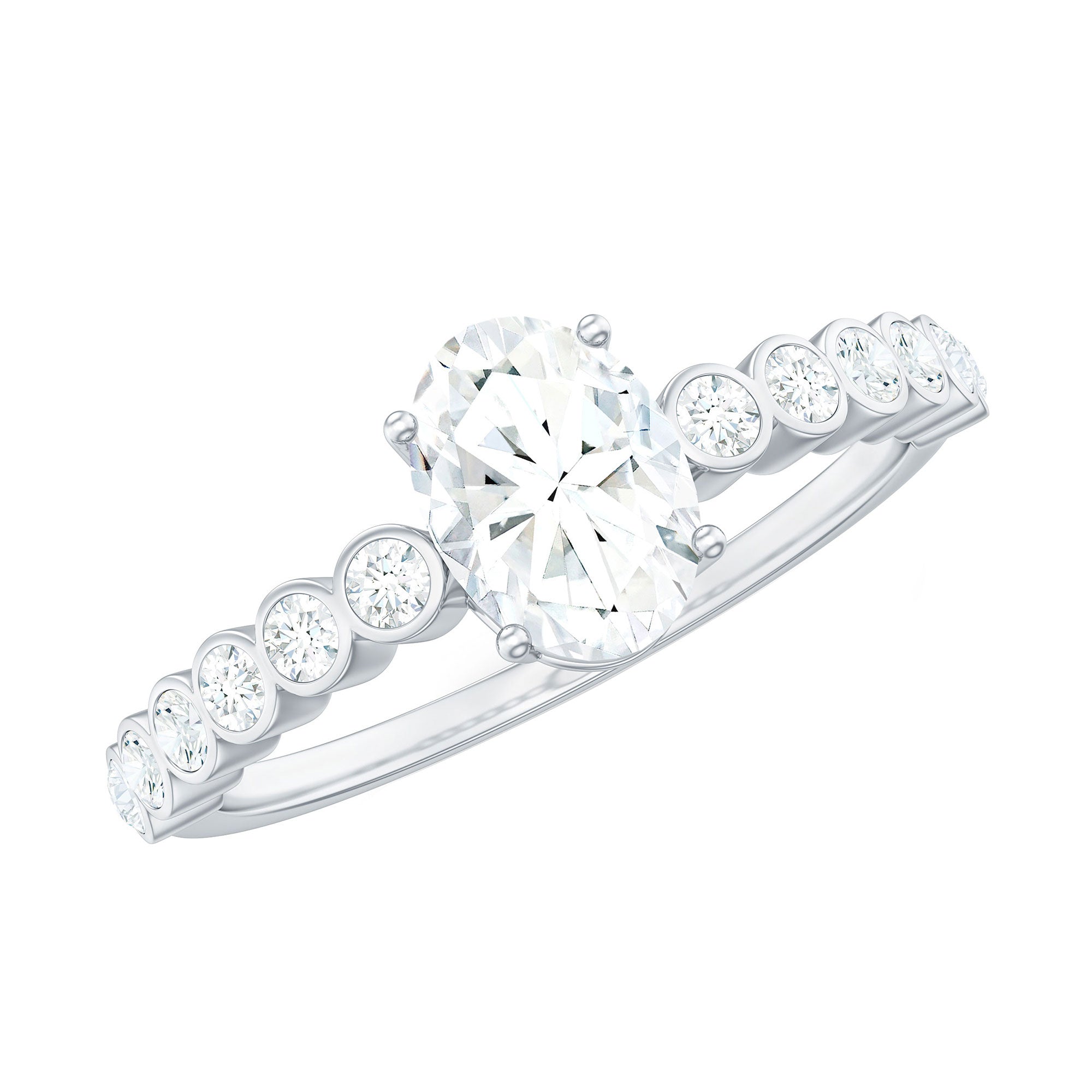 1.75 CT Prong Set Oval Cubic Zirconia Solitaire Engagement Ring AAAA - Rosec Jewels