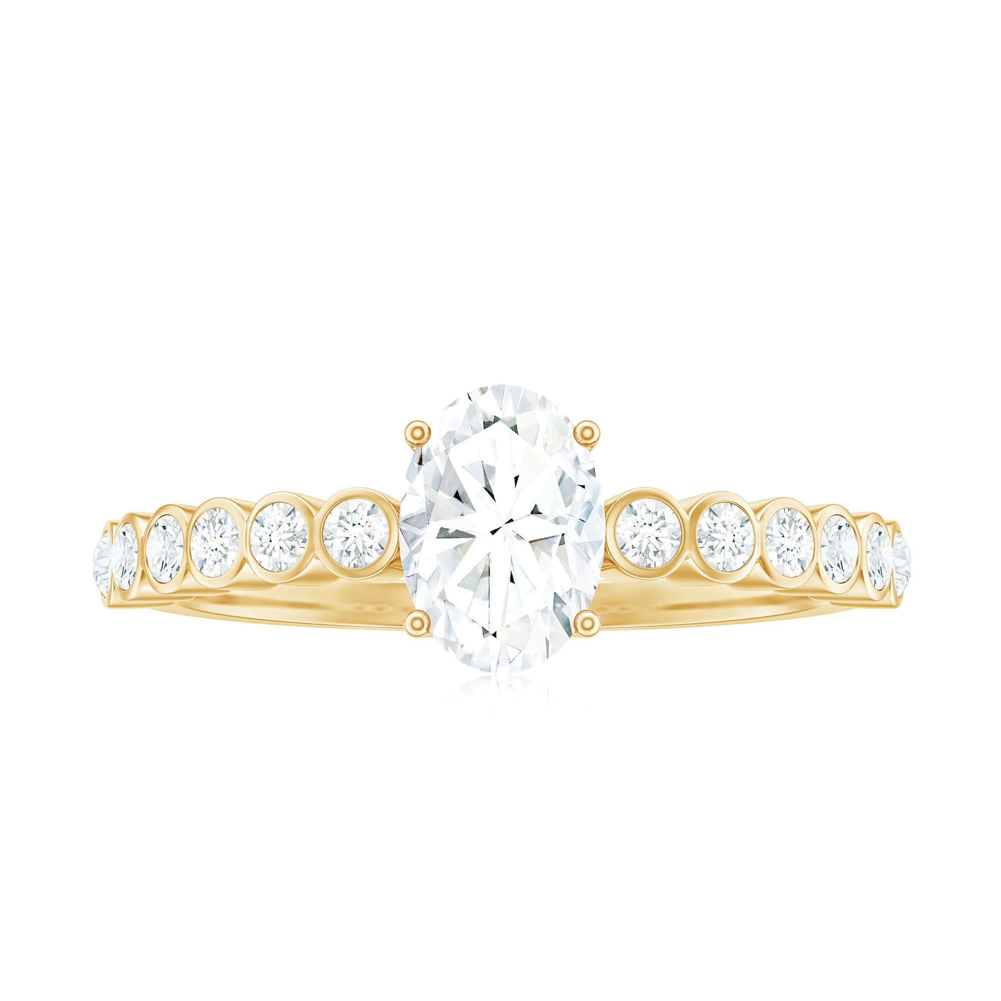 1.75 CT Prong Set Oval Cubic Zirconia Solitaire Engagement Ring AAAA - Rosec Jewels