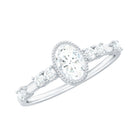 Oval Shape Zircon Solitaire Engagement Ring with Side Stones AAAA - Rosec Jewels