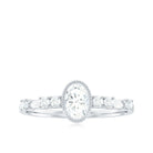 Oval Shape Zircon Solitaire Engagement Ring with Side Stones AAAA - Rosec Jewels