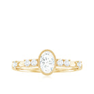 Oval Shape Zircon Solitaire Engagement Ring with Side Stones AAAA - Rosec Jewels