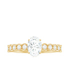 Certified Moissanite Oval Cut Engagement Ring with Side Stones D-VS1 - Rosec Jewels