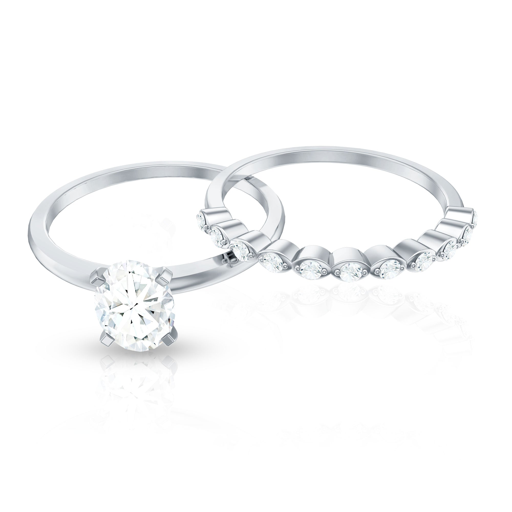 Rosec Jewels-Oval Cut Moissanite Solitaire Bridal Ring Set for Women
