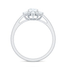 Certified Oval Moissanite Flower Halo Engagement Ring D-VS1 - Rosec Jewels