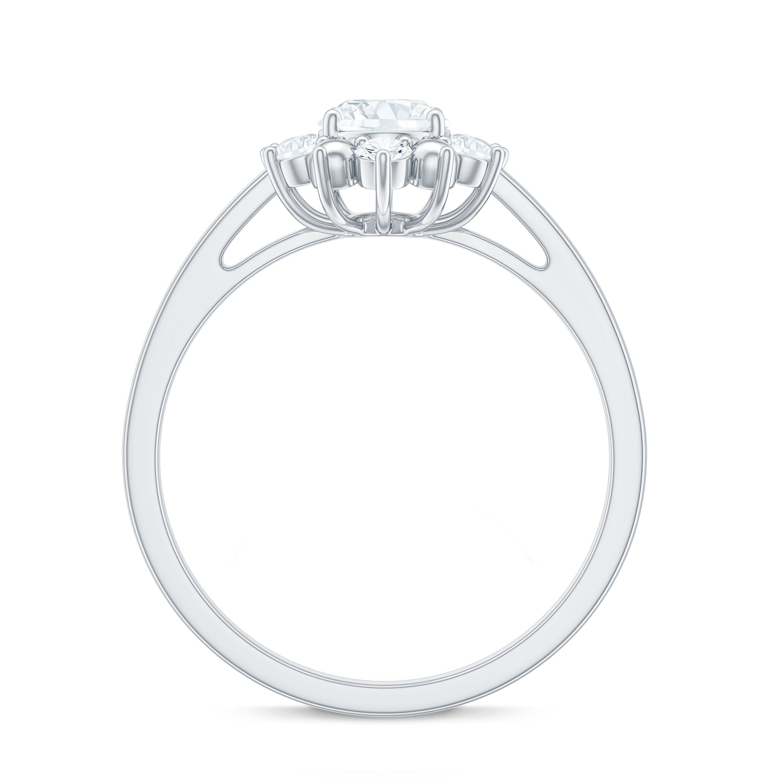 Rosec Jewels-Certified Oval Moissanite Flower Halo Engagement Ring