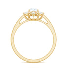 Certified Oval Moissanite Flower Halo Engagement Ring D-VS1 - Rosec Jewels