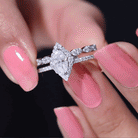 Marquise Cut Moissanite Double Band Engagement Ring with Certificate D-VS1 - Rosec Jewels