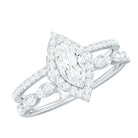 Marquise Cut Moissanite Double Band Engagement Ring with Certificate D-VS1 - Rosec Jewels