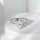 Marquise Cut Moissanite Double Band Engagement Ring with Certificate D-VS1 - Rosec Jewels