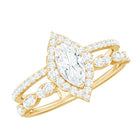 Marquise Cut Moissanite Double Band Engagement Ring with Certificate D-VS1 - Rosec Jewels