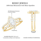 Marquise Cut Moissanite Double Band Engagement Ring with Certificate D-VS1 - Rosec Jewels