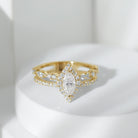 Marquise Cut Moissanite Double Band Engagement Ring with Certificate D-VS1 - Rosec Jewels