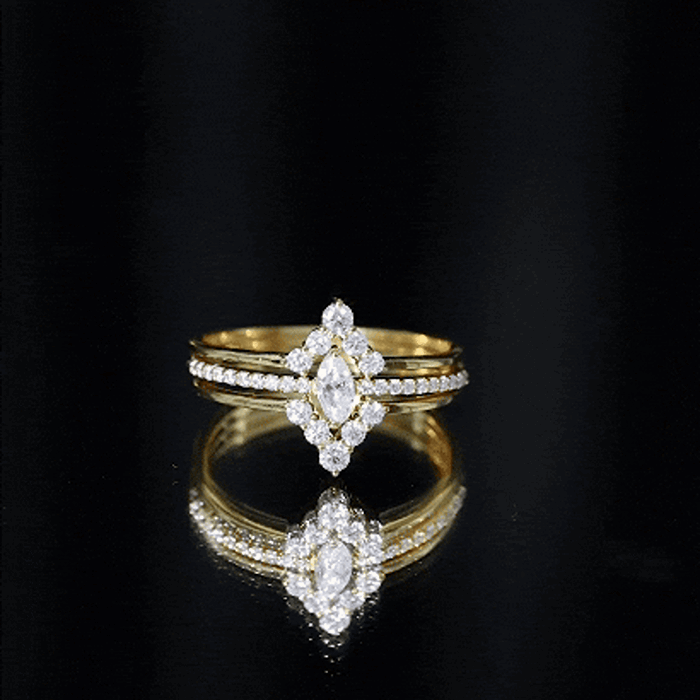 Rosec Jewels-Marquise Cut Moissanite Solitaire Trio Ring Set