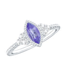 Rosec Jewels-Vintage Style Marquise Tanzanite Promise Ring with Diamond Trio