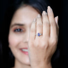 Rosec Jewels-Vintage Style Marquise Tanzanite Promise Ring with Diamond Trio