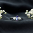 Rosec Jewels-Vintage Style Marquise Tanzanite Promise Ring with Diamond Trio