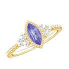 Rosec Jewels-Vintage Style Marquise Tanzanite Promise Ring with Diamond Trio