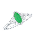 Rosec Jewels-Vintage Inspired Emerald Promise Engagement Ring with Trio Diamond