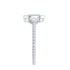 Rosec Jewels-Vintage Inspired Emerald Promise Engagement Ring with Trio Diamond