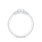 Rosec Jewels-Vintage Inspired Emerald Promise Engagement Ring with Trio Diamond