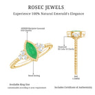 Rosec Jewels-Vintage Inspired Emerald Promise Engagement Ring with Trio Diamond