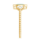 Rosec Jewels-Vintage Inspired Emerald Promise Engagement Ring with Trio Diamond