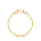 Rosec Jewels-Vintage Inspired Emerald Promise Engagement Ring with Trio Diamond