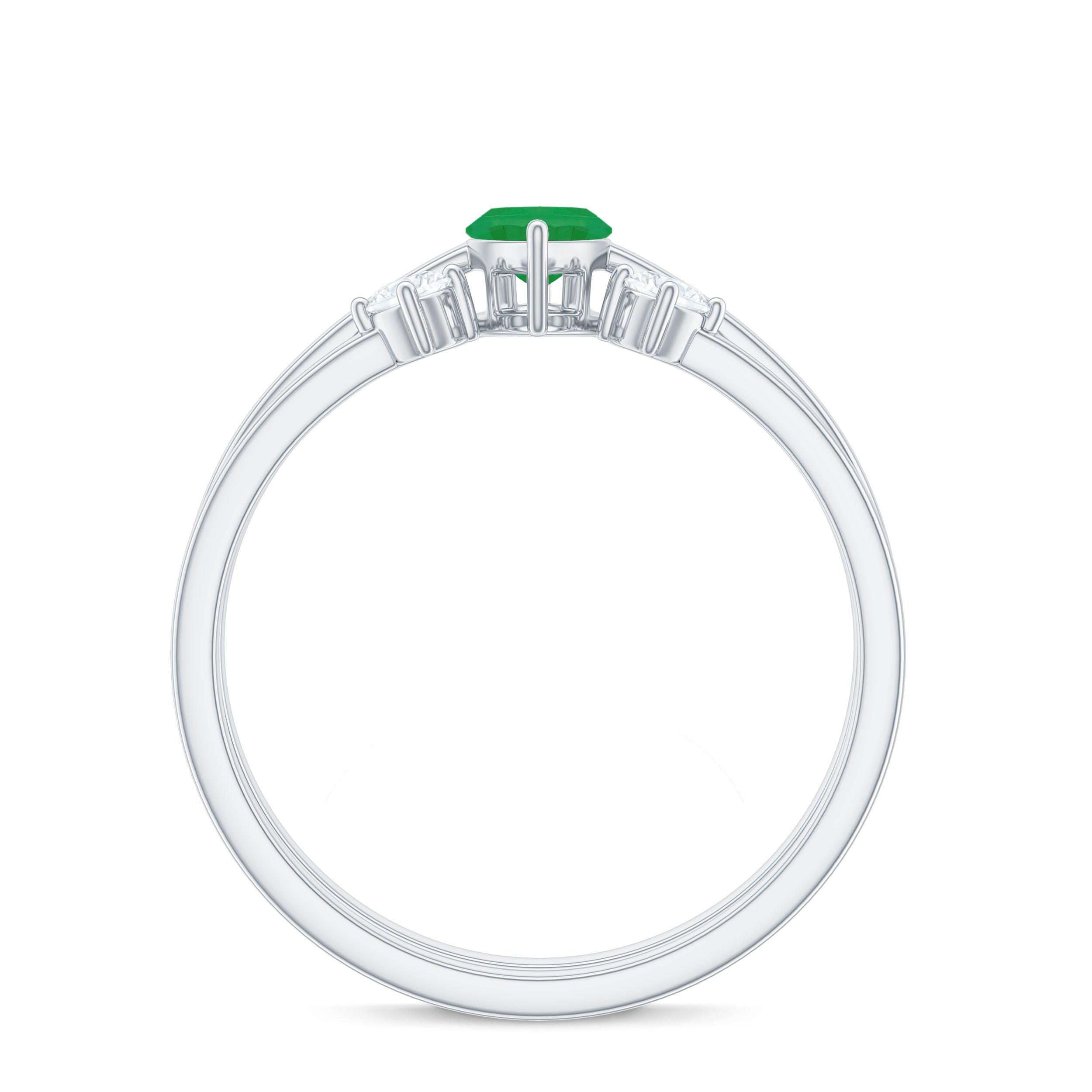 Rosec Jewels-Natural Marquise Emerald Diamond Promise Ring Set of 2