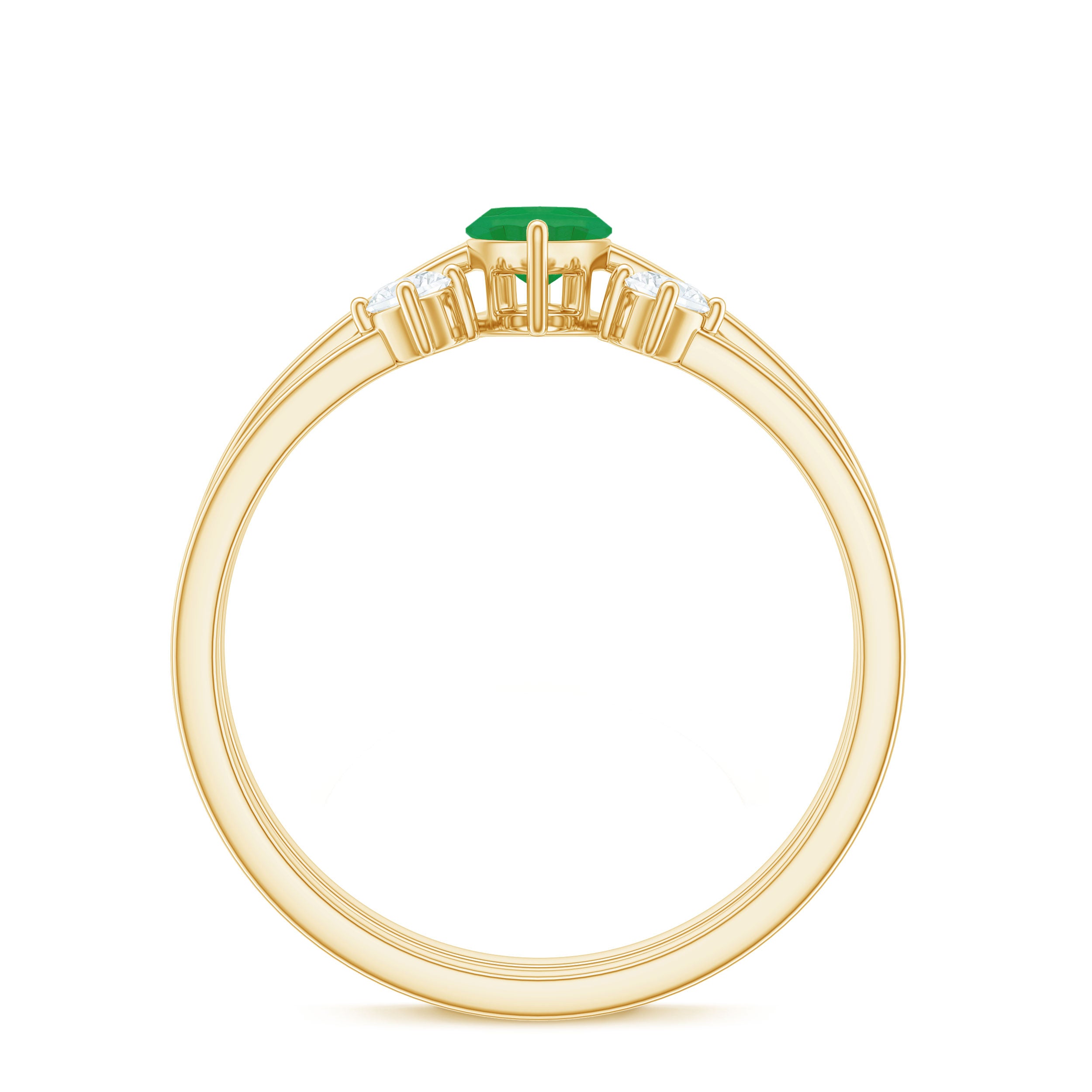 Rosec Jewels-Natural Marquise Emerald Diamond Promise Ring Set of 2