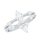 Rosec Jewels-Marquise Cut Moissanite Wedding Ring Set with Beaded Detail