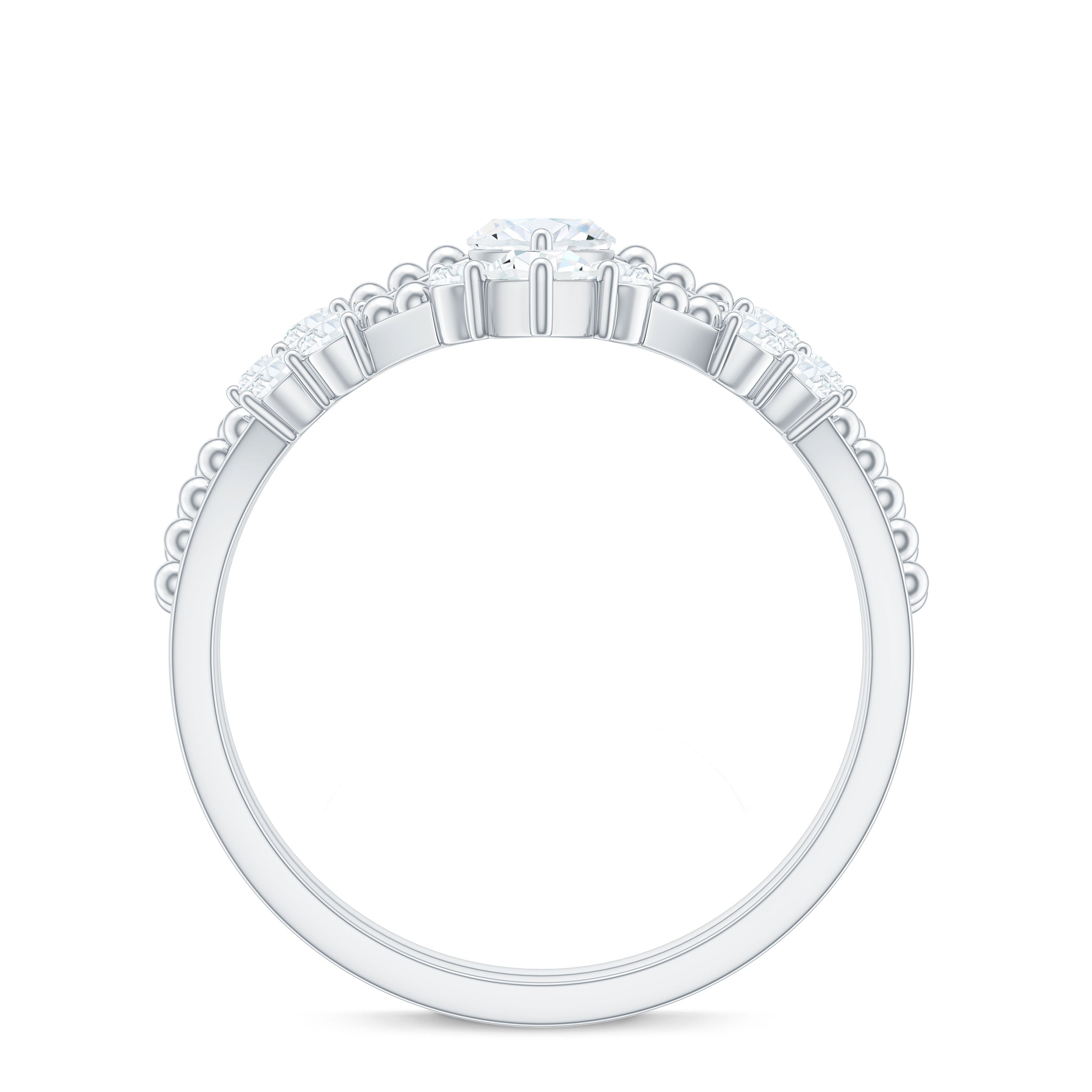 Rosec Jewels-Marquise Cut Moissanite Wedding Ring Set with Beaded Detail
