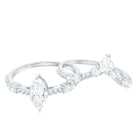 Rosec Jewels-Marquise Cut Moissanite Wedding Ring Set with Beaded Detail