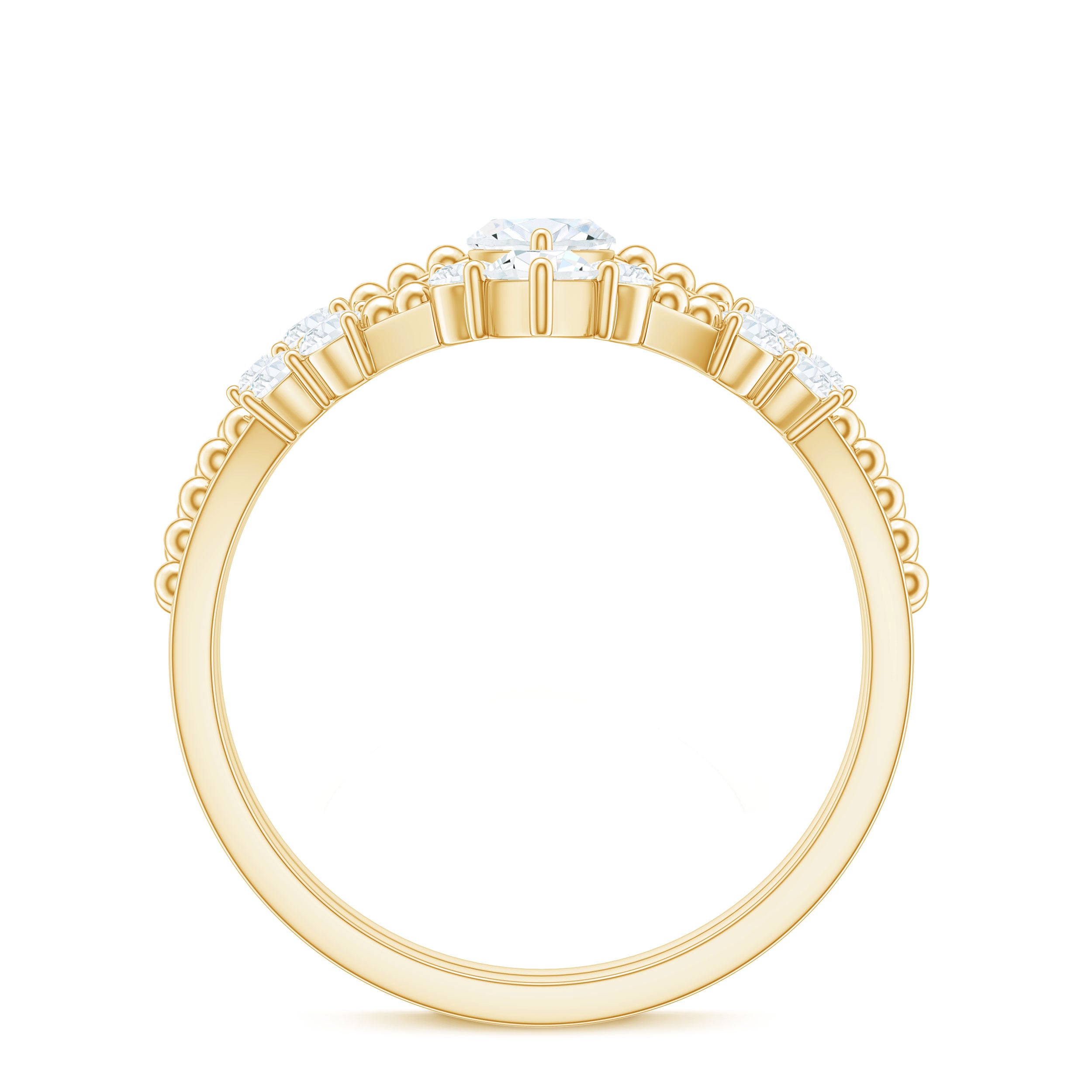 Rosec Jewels-Marquise Cut Moissanite Wedding Ring Set with Beaded Detail