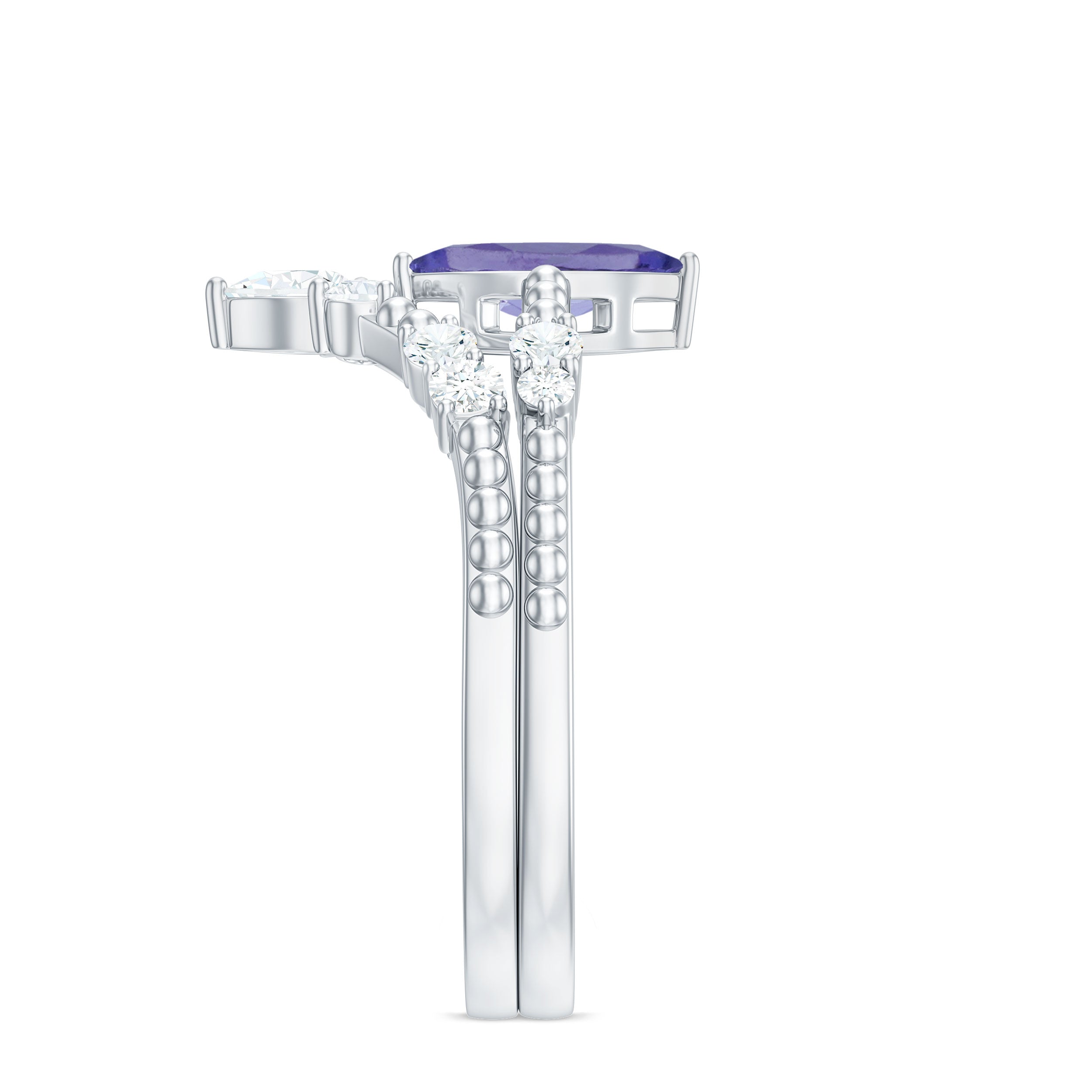 Rosec Jewels-Natural Marquise Tanzanite Diamond Engagement Ring Set
