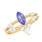 Rosec Jewels-Natural Marquise Tanzanite Diamond Engagement Ring Set