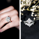 Princess Cut Moissanite Bridal Wedding Ring Set for Women D-VS1 92.5 Sterling Silver - Rosec Jewels