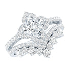 Certified Princess Cut Cubic Zirconia Flower Engagement Ring with Wedding Band AAAAA 92.5 Sterling Silver - Rosec Jewels