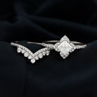 Certified Princess Cut Cubic Zirconia Flower Engagement Ring with Wedding Band AAAAA 92.5 Sterling Silver - Rosec Jewels